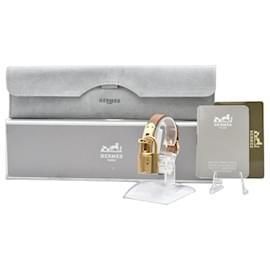 Hermès Kelly Gold Padlock Watch Brown Leather
