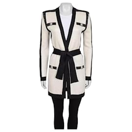 NWOT Balmain weißer langer Cardigan mit Gürtel - EU36/S gebraucht