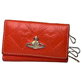 Vintage Vivienne Westwood Orb Monogram Leather Key Holder Orange