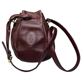Borsa a secchiello in pelle Bordeaux Must de Cartier Vintage