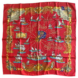 Hermès Lenço de seda Voiles de lumière Vermelho