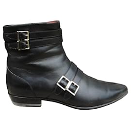 Santoni Stiefeletten aus schwarzem Leder