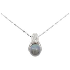 Autre Marque Collana in diamante con perla nera Pt900 Pt850