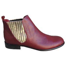 Botines My Suelly de cuero rojo oscuro