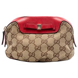 Pochette Multi Ribbon in Tela GG Beige di Gucci