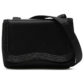 Chanel Mini Schwarz Satin Perlen Umhängetasche