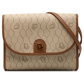 Bolsa transversal em lona revestida bege com padrão de colmeia Dior