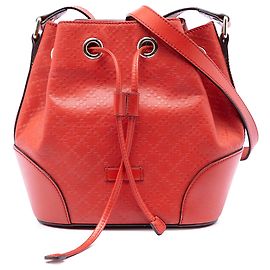 Helle Diamante rote Leder Bucket Bag von Gucci