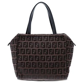 Borsa a mano mini Zucchino in tela marrone Fendi