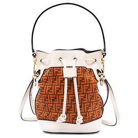Borsa a secchiello Mon Tresor Mini Zucca in suede arancione di Fendi