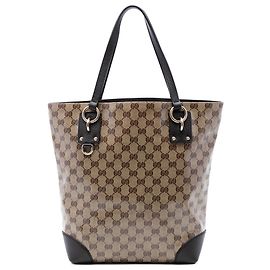 Gucci Beige GG Kristall Vertikale Charm Tote