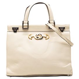 Borsa Zumi in pelle di vitello bianca media Gucci