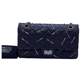Chanel 2.55 Borsa a Catena Nera in Pelle