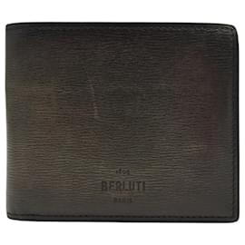 BERLUTI EISBRAUN LEDERWALLET + BRAUNER LEDERBILLETETRÄGER