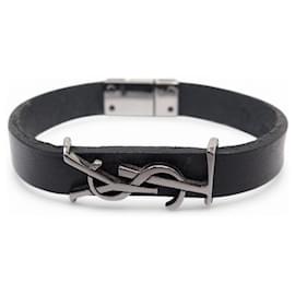 BRACCIALE SAINT LAURENT CASSANDRE 708815 16 CM IN PELLE NERA BRACCIALE IN PELLE