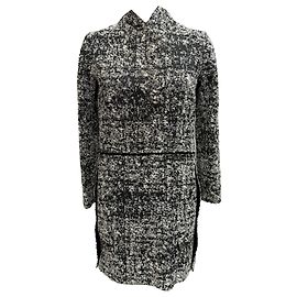 Vestido mini de manga larga en tweed negro de algodón Proenza Schouler
