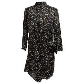 Vestido mini ceñido de seda multicolor con estampado de leopardo de Burberry