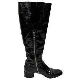 Bottes montantes Saint Laurent Babies 40 en cuir verni noir