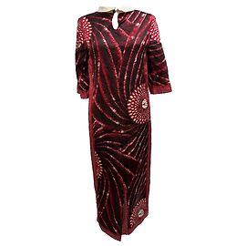 Vestido midi estampado Miu Miu en seda burdeos