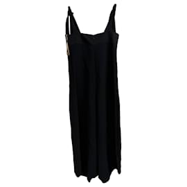 Vestido midi de cuello cuadrado Chloé en acetato negro