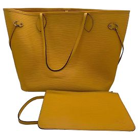 Borsa shopping Louis Vuitton Neverfull Epi in pelle gialla