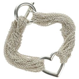 Autre Marque 10-reihiges Armband mit offenem Herz und Toggle-Verschluss aus Ag925 Silber von TIFFANY&Co. Auth am11311M