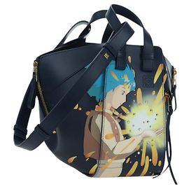LOEWE Ghibli Collaborazione Hammock Piccola Borsa in Pelle Blu Navy Auth yk20214SM