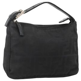 Pochette in tela Zucca FENDI in nylon nero e argento autentica 175178