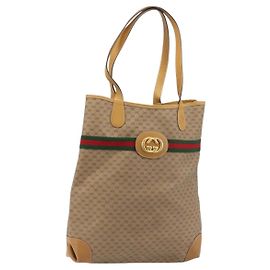 GUCCI Micro GG Supreme Web Sherry Line Bag PVC Beige 002 904 0131 Auth 175744