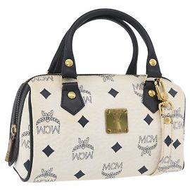 Borsa MCM Vicetos Logogram in pelle PVC 2 in 1 bianco oro Auth 176581