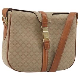 Céline Borsa a Spalla in Tela Macadam CELINE PVC Beige Oro Auth 175173