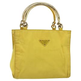 PRADA Borsa a mano in nylon giallo oro Auth 175197