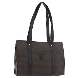 Céline CELINE Macadam Canvas Tote Bag aus PVC-Leder in Schwarz und Gold Auth ka3968