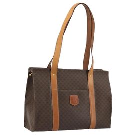 Céline Borsa tote in tela Macadam CELINE in pelle PVC marrone oro Auth BA12120