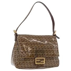 Borsa a spalla Mamma Baguette in tela Zucchino FENDI beige e oro Auth 175477