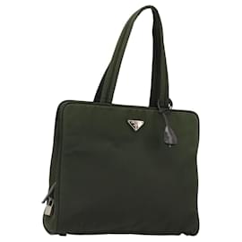 Borsa Tote PRADA in nylon verde argento autentica 175696