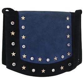 Borsa a Spalla SAINT LAURENT Camoscio Nero Oro Argento Auth 176065A
