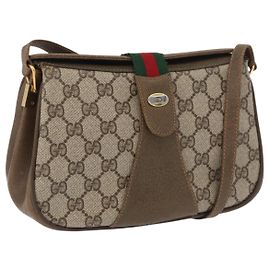 Gucci Borsa GG Supreme Web Sherry Line PVC Beige Oro 10 02 024 Auth 176473