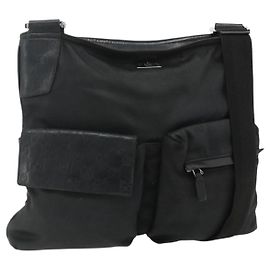 Borsa a Spalla GUCCI in Tela Nera Argento 169937 Auth kk663