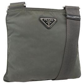 Borsa a Spalla PRADA in Nylon Grigio Argento Autentica 175304