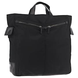 PRADA Borsa a mano in nylon nero argento Auth ka3999
