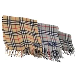 Sciarpa in lana Burberrys Nova Check 3 pezzi Grigio Beige Auth 175007