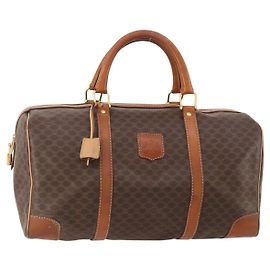 Céline Borsa Boston in tela Macadam CELINE in pelle PVC marrone oro Auth INZ010