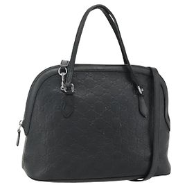Borsa a mano in tela GG Guccissima in pelle 2 in 1 nera argento 420023 Auth mr2354