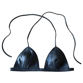 Autre Marque Top ou bralette triangular em couro preto T. S Novo