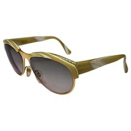 Vintage Loewe Übergroße Sonnenbrille Gold Creme