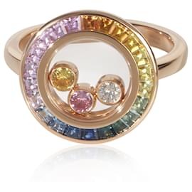 Anello Happy Diamond in oro rosa, zaffiro e diamante Chopard