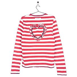Langarmshirt mit Herz-Ausschnitt im maritimen Streifenlook der 90er von Jean Paul Gaultier