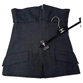 Top bustier sin tirantes de lino blanco Chanel 2018 talla 38 de segunda mano