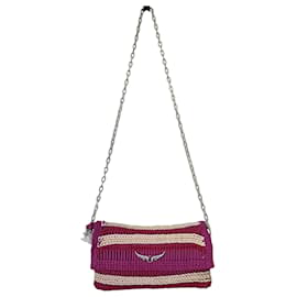 Clutch Rock in pelle intrecciata Zadig & Voltaire Rosso Fuchsia Ecru